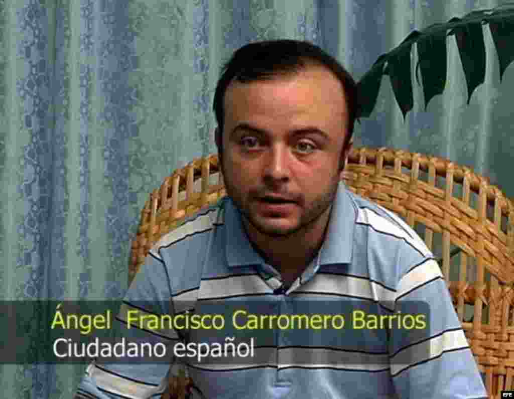 Imagen tomada de un video y suministrada por el Gobierno cubano en La Habana (Cuba) hoy, lunes 30 de julio de 2012, en la que aparece el español Ángel Carromero, quien conducía el vehículo donde viajaba el fallecido opositor Os